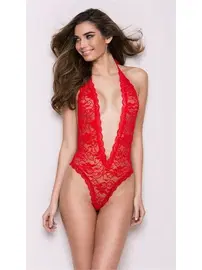 NightLight Sırt Göğüs Dekolteli Kırmızı Babydoll Nightlight 3098-2