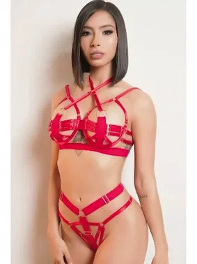 NightLight Deri Erotik Sütyen Külot Harness Takım Nightlight 8610