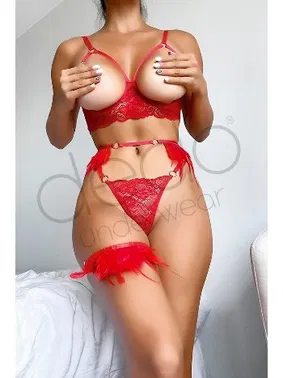 NightLight Göğüs Dekolteli Tüylü Fantazi Sütyen Takım Nightlight 1033