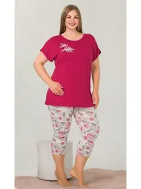 Lady Pembe Kapri Büyük Beden Pijama Takımı Lady 10641