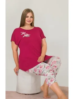 Lady Pembe Kapri Büyük Beden Pijama Takımı Lady 10641 - Alternatif Görünüm