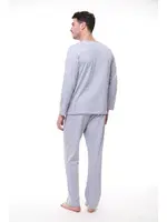 Düğmeli Yaka Büyük Beden Uzun Kollu Erkek Pijama Takım Pijadore 1412 Gri farklı açı