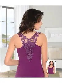 Polkan Omuz Dekolteli Güpürlü Kadın Atlet Polkan 2064