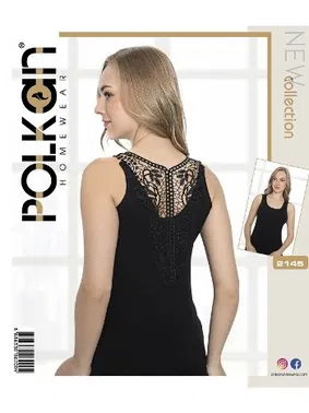 Polkan Kalın Askılı Sırtı Güpürlü Kadın Atlet Polkan 2145