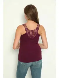 Polkan Sırtı Güpürlü Askılı Kadın Atlet Polkan 2345