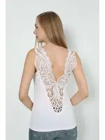 Sırtı Güpürlü Kalın Askılı Bayan Atlet Polkan 2386 Beyaz