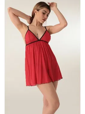 DOREMI Sabit Askılı Transparan Mini Gecelik Miorre 001-001300 - Alternatif Görünüm