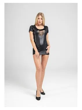 Moonlight Sırt Göğüs Dekolteli Deri Fantazi Elbise Moonlight 9364