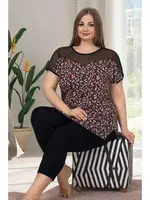 Siyah Büyük Beden Kapri Pijama Takımı Lady 10634 Siyah