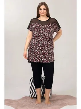 Lady Siyah Büyük Beden Kapri Pijama Takımı Lady 10634 - Alternatif Görünüm