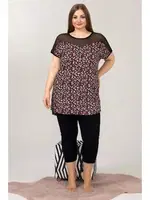 Siyah Büyük Beden Kapri Pijama Takımı Lady 10634 Siyah detay görünüm