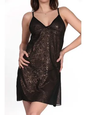 DOREMI Siyah Desenli Fantezi Askılı Gecelik DoReMi 002-003347