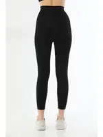 Lazer Kesim Fermuarlı Uzun Siyah Kadın Tayt MI 2711 Siyah detay görünüm