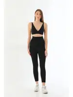 Lazer Kesim Fermuarlı Uzun Siyah Kadın Tayt MI 2711 Siyah farklı açı