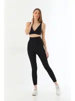 Lazer Kesim Fermuarlı Uzun Siyah Kadın Tayt MI 2711 Siyah görsel 4