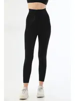 Lazer Kesim Fermuarlı Uzun Siyah Kadın Tayt MI 2711 Siyah görsel 7