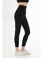 Lazer Kesim Fermuarlı Uzun Siyah Kadın Tayt MI 2711 Siyah görsel 8