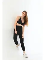 Lazer Kesim Fermuarlı Uzun Siyah Kadın Tayt MI 2711 Siyah görsel 9