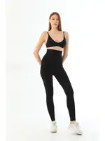 Toparlayıcı Göğüs Altı Yüksek Bel Kadın Tayt MI 3904 Siyah detay görünüm