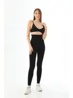 Toparlayıcı Göğüs Altı Yüksek Bel Kadın Tayt MI 3904 Siyah farklı açı