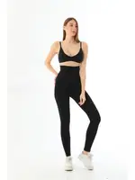 Toparlayıcı Göğüs Altı Yüksek Bel Kadın Tayt MI 3904 Siyah görsel 4