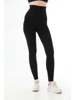 Toparlayıcı Göğüs Altı Yüksek Bel Kadın Tayt MI 3904 Siyah görsel 6