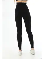 Toparlayıcı Göğüs Altı Yüksek Bel Kadın Tayt MI 3904 Siyah görsel 8