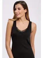 Siyah Pamuk Güpürlü Geniş Askili Atlet İlke 2207 Siyah