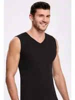 Siyah %100 Pamuk V Yaka Kolsuz Badi İlke 1009 Siyah