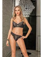 Siyah String Sütyen Takımı Gallipoli MGP31662 Siyah detay görünüm