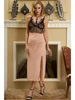 Siyah-Ten Fantezi Gecelik Askılı Uzun İzabel 2032 Ten detay görünüm