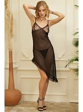 İzabel Siyah Tül Erotik Seksi Uzun Gecelik İzabel 2002 - Alternatif Görünüm