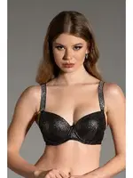 Taş Askılı Desteksiz Sütyen New Bra 9016 Siyah detay görünüm