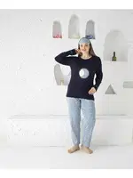 Uzun Kollu Yuvarlak Yaka Büyük Beden Kadın Pijama Takım Tekten 1830 Görsel