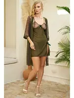 Transparan Sabahlıklı Haki 3lü Fantezi Gecelik Takım İzabel 3014 Yeşil