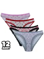 Fiora Karışık Desenli Kadın Bikini Külot 12Li Tutku 0542 Asorti