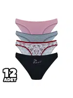 Karışık Desenli Ahu Bayan Bikini Külot 12Li Tutku 0546 Asorti detay görünüm