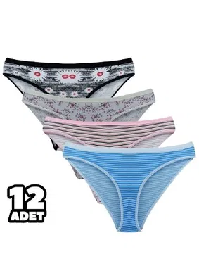 Tutku Karışık Desenli Kumru Bayan Bikini 12Li Tutku 0547