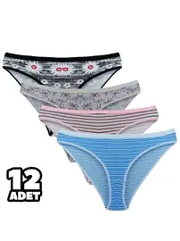 Tutku Karışık Desenli Kumru Bayan Bikini 12Li Tutku 0547