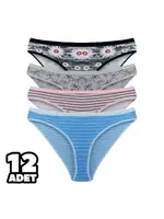 Karışık Desenli Kumru Bayan Bikini 12Li Tutku 0547 Asorti farklı açı