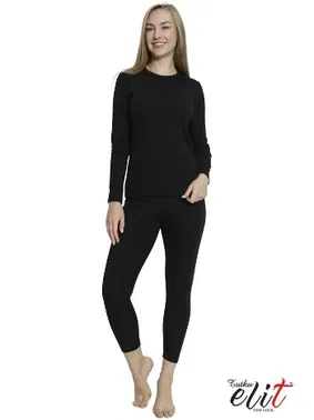 Tutku Uzun Kollu Siyah Kadın Termal Takım Tutku 003