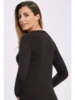 Unisex Viskon Kışlık Uzun Kollu Üst İlke 1301 Siyah detay görünüm