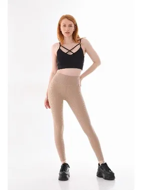 Vogsing Bej Geniş Fitilli Şardonlu Bayan Tayt Vogsing 345