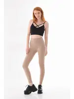 Bej Geniş Fitilli Şardonlu Bayan Tayt Vogsing 345 Bej detay görünüm