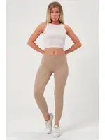 Bej Fitilli Dalgıç Bayan Yüksek Bel Tayt Vogsing 374 farklı açı