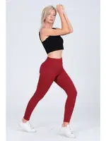 Yüksek Bel Bordo Fitilli Dalgıç Kadın Tayt Vogsing 374 Bordo farklı açı