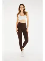 Fitilli Dalgıç Kumaş Yüksek Bel Kahverengi Kadın Tayt Vogsing 374 farklı açı