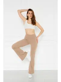 Vogsing İspanyol Paça Bej Fitilli Bayan Tayt Vogsing 377