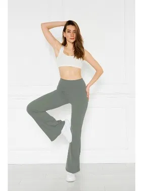 Vogsing Fitilli İspanyol Paça Yeşil Kadın Tayt Vogsing 377