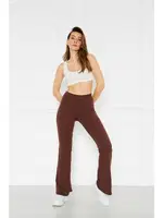 Fitilli İspanyol Paça Yüksek Bel Kadın Tayt Vogsing 377 Kahve detay görünüm